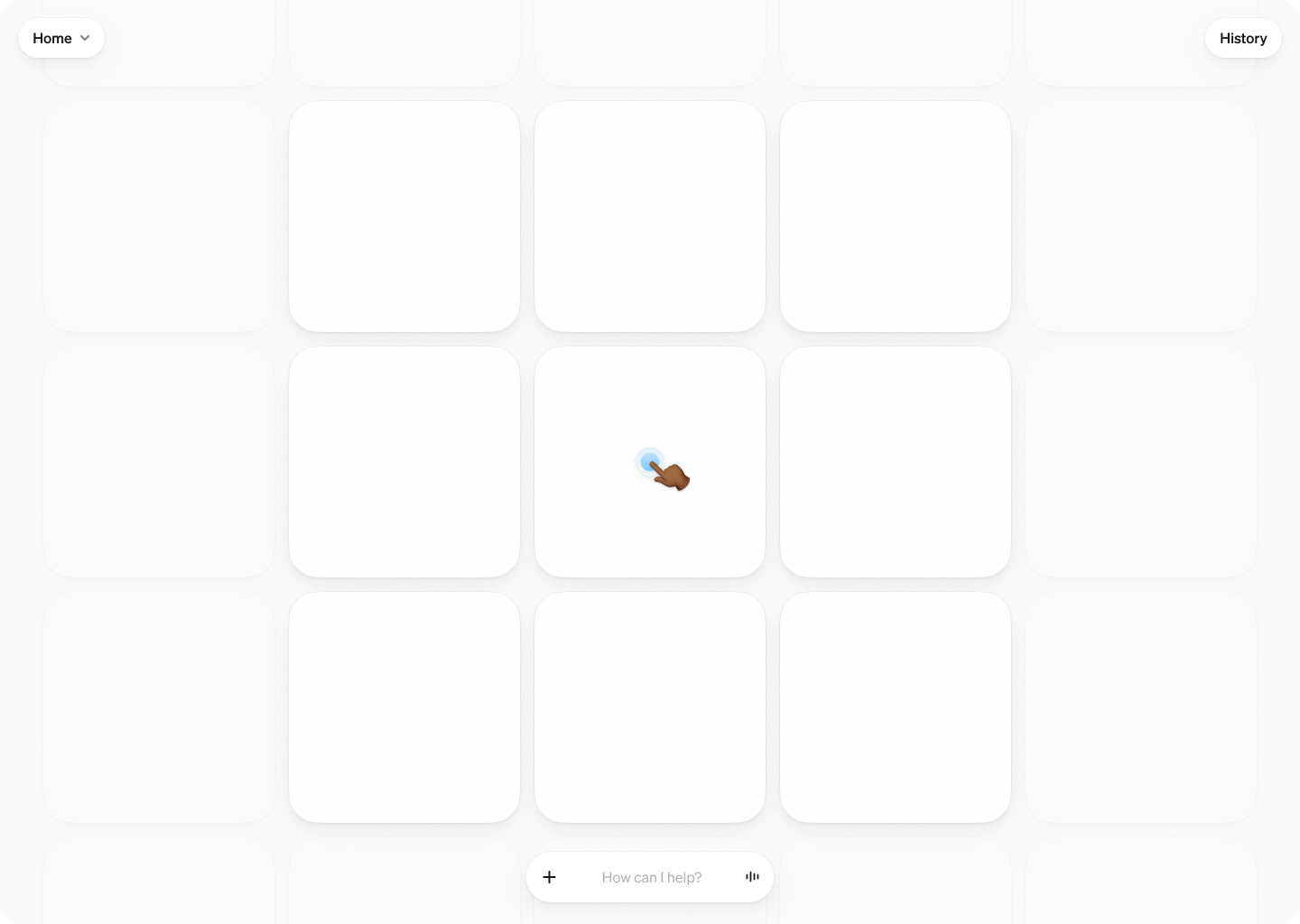 Early mock of automation tiles on an open canvas