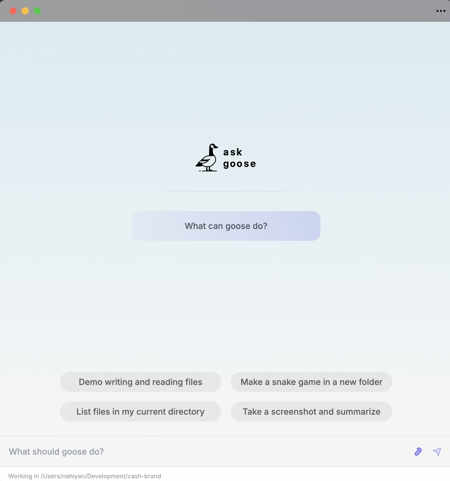 Goose’s desktop interface before the launch redesign.