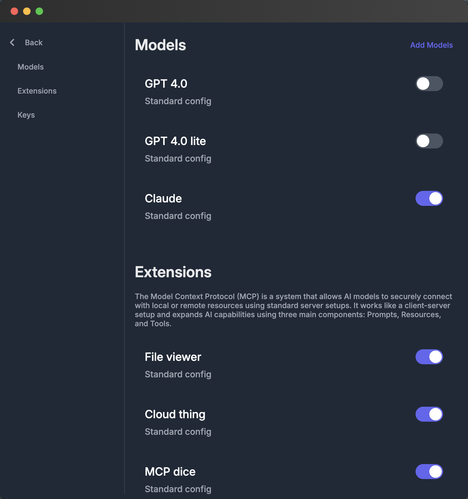 Goose settings before the information architecture changes.